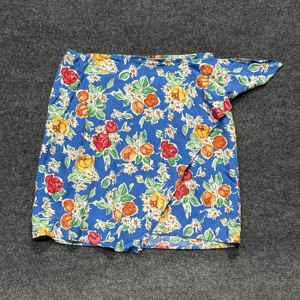 Evan Picone Skirt Womens 14 Blue Floral Silk Wrap Knee Length Summer Boho
